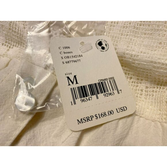 Free People Meadows Embroidered Peasant Top Artsy Hippie Boho Cropped Sz M NEW - Picture 3 of 12